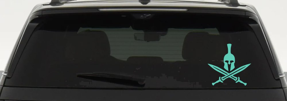 Spartan Helmet and Swords Military Car or Truck Window Decal Sticker