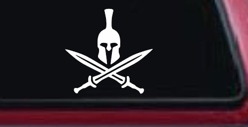Spartan Helmet and Swords Military Car or Truck Window Decal Sticker