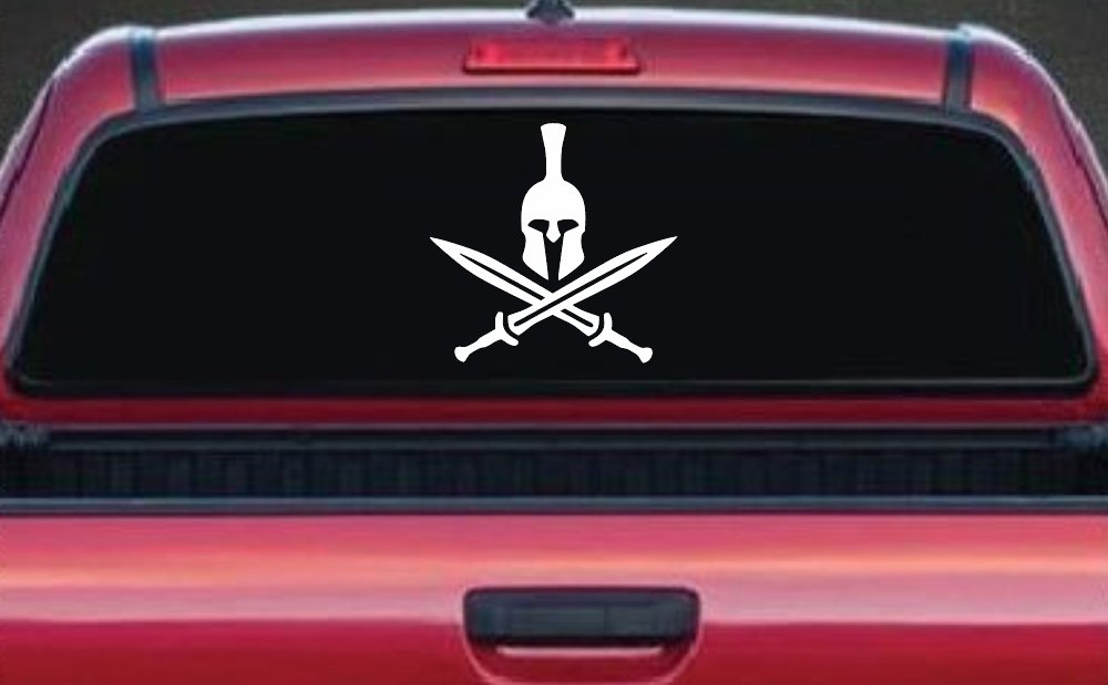 Spartan Helmet and Swords Military Car or Truck Window Decal Sticker