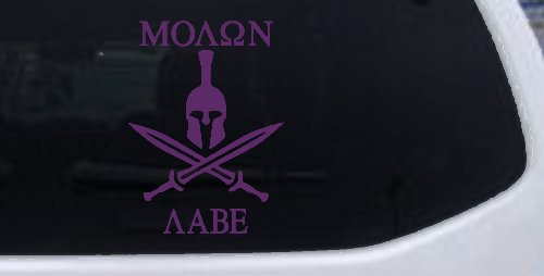 Spartan Helmet Molon Labe come and take them Car or Truck Window Decal Sticker (Violet)