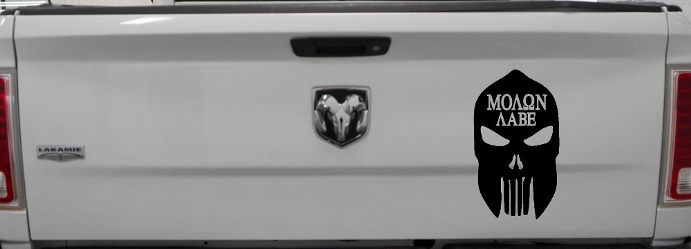 Punisher Skull Spartan Helmet Molon Labe come and take them Car or Truck Window Decal Sticker