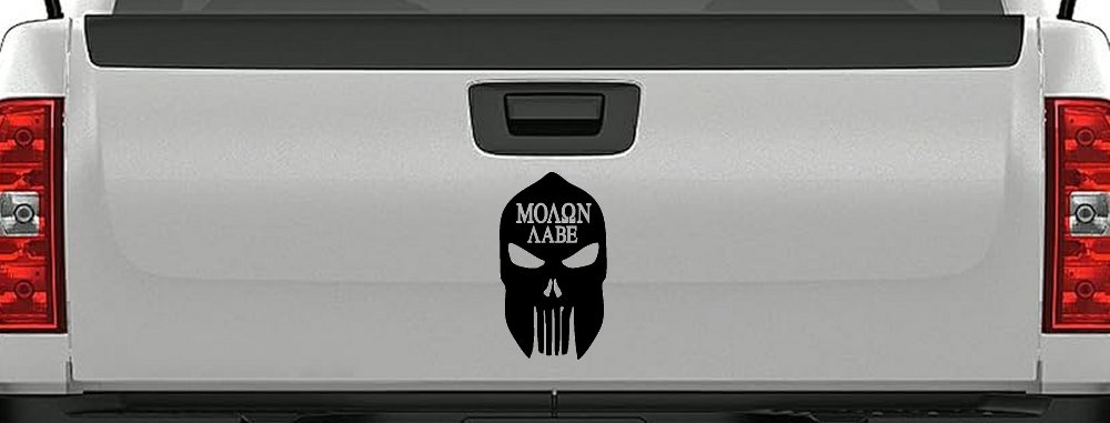 Punisher Skull Spartan Helmet Molon Labe come and take them Car or Truck Window Decal Sticker