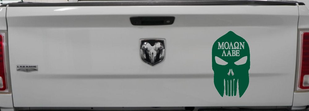 Punisher Skull Spartan Helmet Molon Labe come and take them Car or Truck Window Decal Sticker