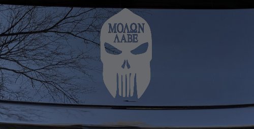 Punisher Skull Spartan Helmet Molon Labe come and take them Car or Truck Window Decal Sticker