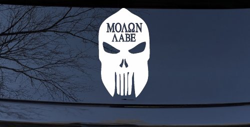 Punisher Skull Spartan Helmet Molon Labe come and take them Car or Truck Window Decal Sticker