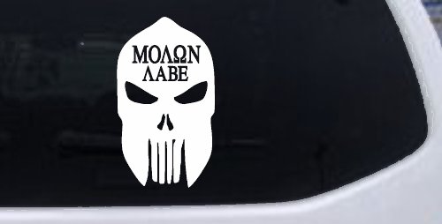 Punisher Skull Spartan Helmet Molon Labe come and take them Car or Truck Window Decal Sticker
