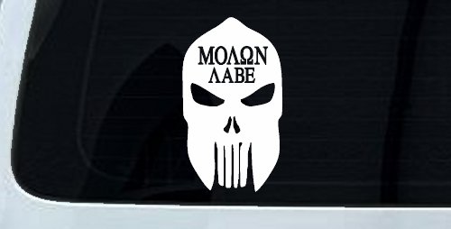 Punisher Skull Spartan Helmet Molon Labe come and take them Car or Truck Window Decal Sticker