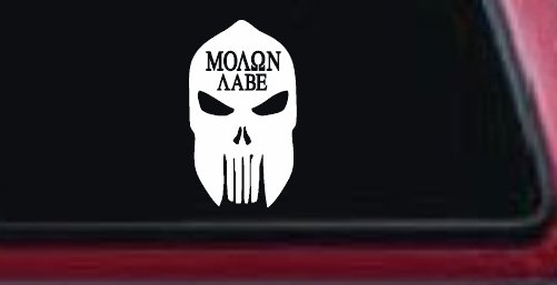 Punisher Skull Spartan Helmet Molon Labe come and take them Car or Truck Window Decal Sticker