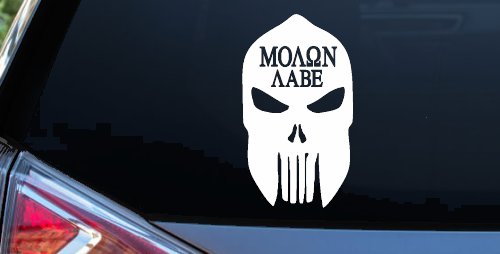 Punisher Skull Spartan Helmet Molon Labe come and take them Car or Truck Window Decal Sticker