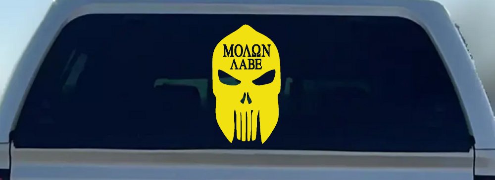 Punisher Skull Spartan Helmet Molon Labe come and take them Car or Truck Window Decal Sticker