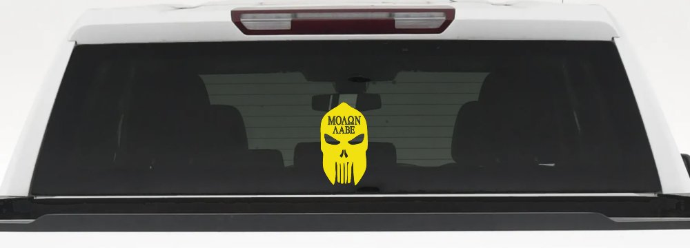 Punisher Skull Spartan Helmet Molon Labe come and take them Car or Truck Window Decal Sticker