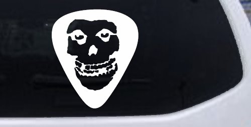 Crimson Ghost Guitar Pick Music Car or Truck Window Decal Sticker (White)