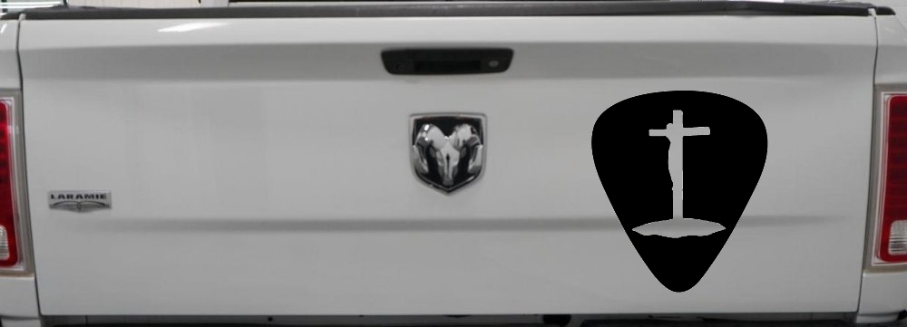 Pick Jesus Guitar Pick Christian Car or Truck Window Decal Sticker