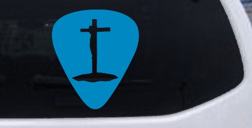 Pick Jesus Guitar Pick Christian Car or Truck Window Decal Sticker (Blue)