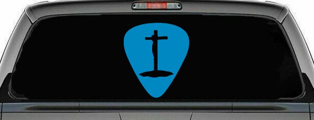 Pick Jesus Guitar Pick Christian Car or Truck Window Decal Sticker