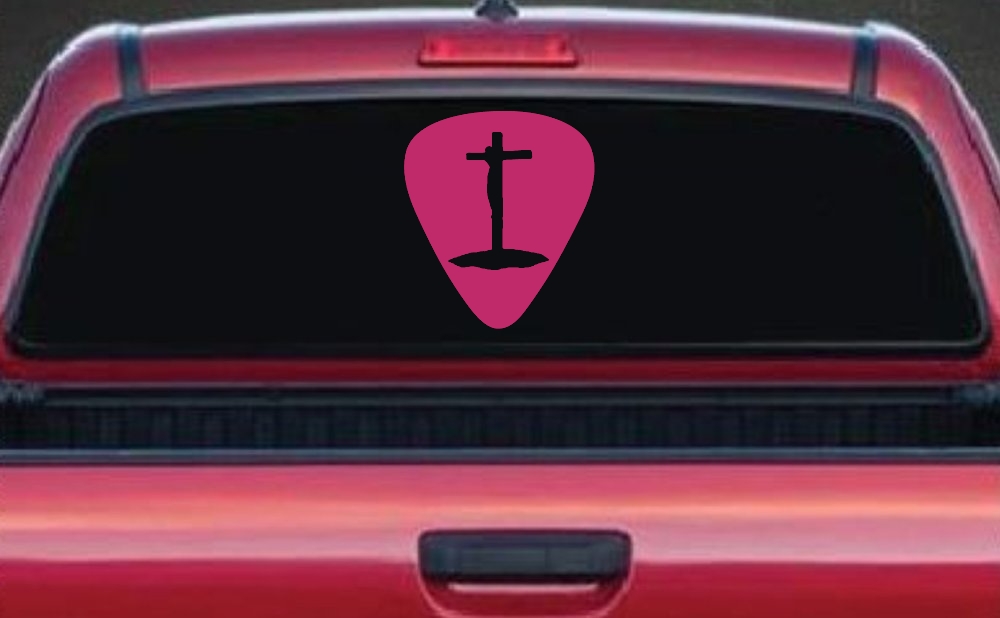 Pick Jesus Guitar Pick Christian Car or Truck Window Decal Sticker