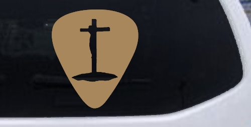 Pick Jesus Guitar Pick Christian Car or Truck Window Decal Sticker