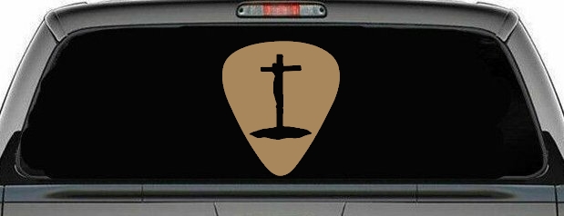 Pick Jesus Guitar Pick Christian Car or Truck Window Decal Sticker