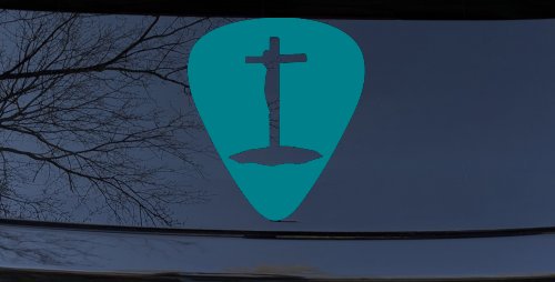 Pick Jesus Guitar Pick Christian Car or Truck Window Decal Sticker