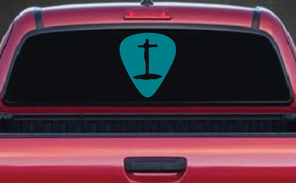 Pick Jesus Guitar Pick Christian Car or Truck Window Decal Sticker