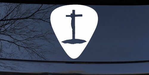 Pick Jesus Guitar Pick Christian Car or Truck Window Decal Sticker