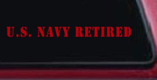 U S Navy Retired Military Car or Truck Window Decal Sticker (Red)
