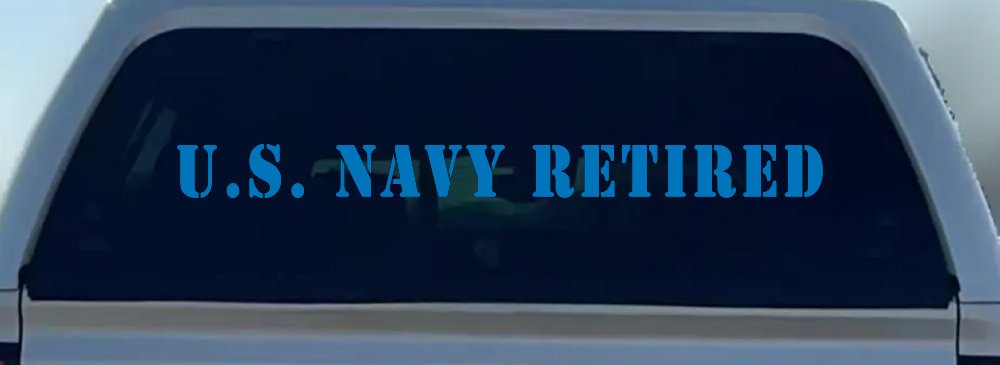 U S Navy Retired Military Car or Truck Window Decal Sticker (Sky Blue)