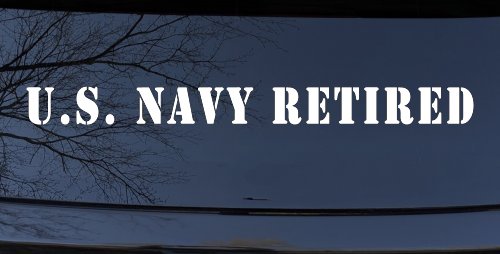 U S Navy Retired Military Car or Truck Window Decal Sticker (White)
