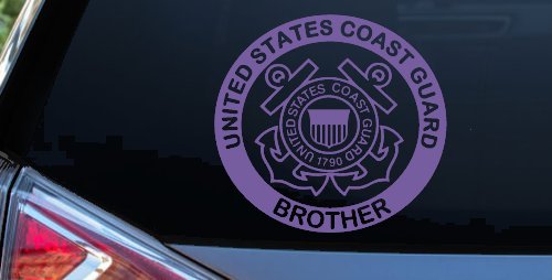 United States Coast Guard Brother Military Car or Truck Window Vinyl Decal Sticker (Purple)