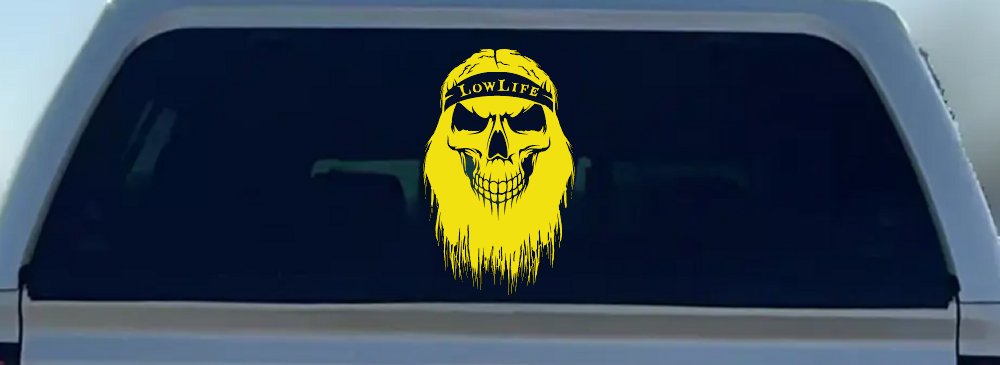 Beard Skull Lowlife Car or Truck Window Decal Sticker