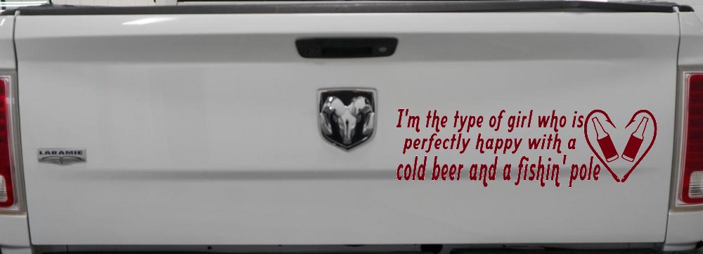 Type Of Girl Who Is Happy With Beer And Fishing Car or Truck Window Decal Sticker