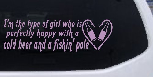 Type Of Girl Who Is Happy With Beer And Fishing Car or Truck Window Vinyl Decal Sticker (Lilac)