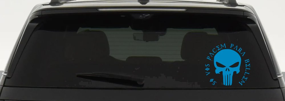 Punisher Skull Si Vis Pacem Para Bellem If You Want Peace Prepare For War Skulls Car or Truck Window Decal Sticker (Blue)