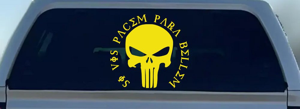 Punisher Skull Si Vis Pacem Para Bellem If You Want Peace Prepare For War Skulls Car or Truck Window Vinyl Decal Sticker (Yellow)