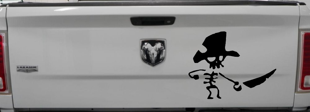 Pirate Skeleton Sword Forward Skulls Car or Truck Window Decal Sticker (Black)