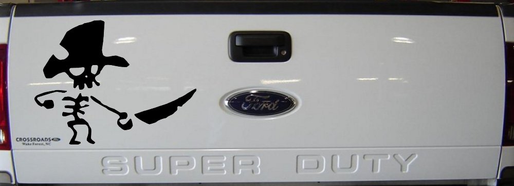 Pirate Skeleton Sword Forward Skulls Car or Truck Window Vinyl Decal Sticker (Black)