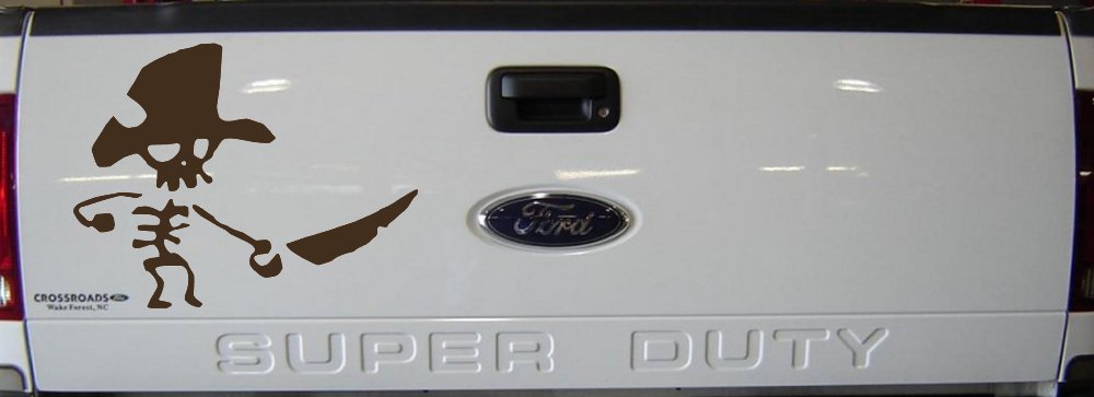 Pirate Skeleton Sword Forward Skulls Car or Truck Window Decal Sticker (Brown)