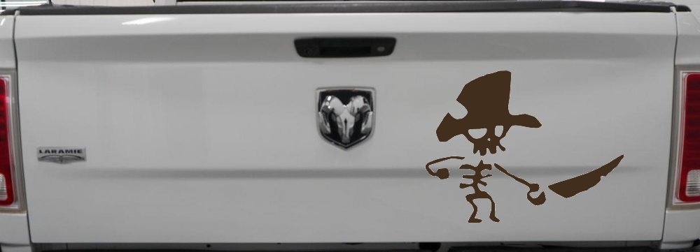 Pirate Skeleton Sword Forward Skulls Car or Truck Window Decal Sticker (Brown)