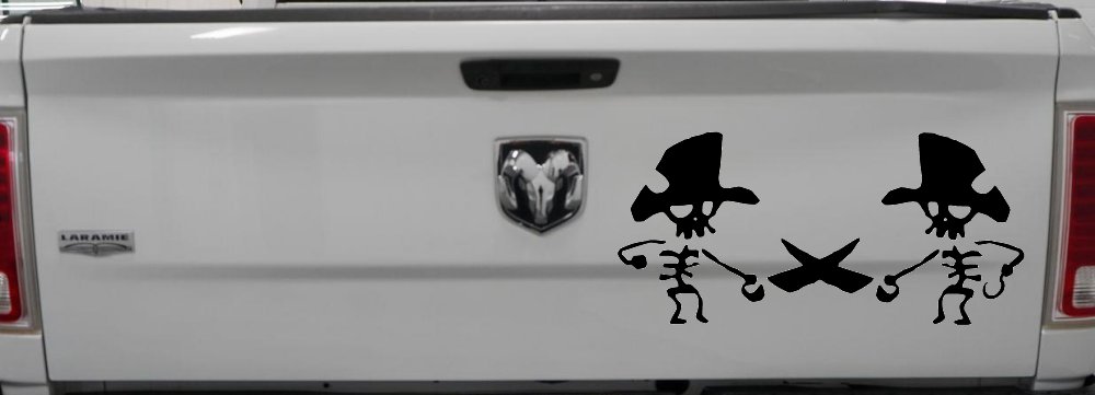 Pirate Skeleton Duel Skulls Car or Truck Window Decal Sticker