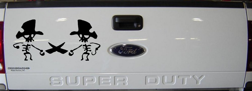 Pirate Skeleton Duel Skulls Car or Truck Window Decal Sticker
