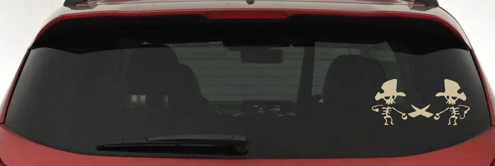 Pirate Skeleton Duel Skulls Car or Truck Window Vinyl Decal Sticker (Desert Sand)