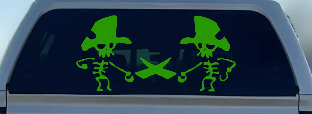 Pirate Skeleton Duel Skulls Car or Truck Window Decal Sticker