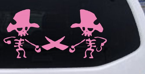 Pirate Skeleton Duel Skulls Car or Truck Window Decal Sticker