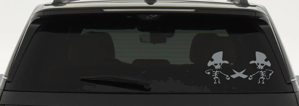 Pirate Skeleton Duel Skulls Car or Truck Window Decal Sticker