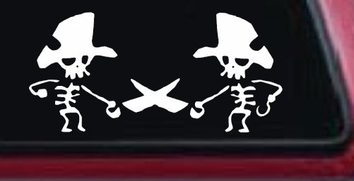 Pirate Skeleton Duel Skulls Car or Truck Window Decal Sticker