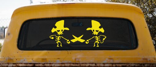 Pirate Skeleton Duel Skulls Car or Truck Window Decal Sticker