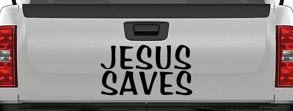 Jesus Saves Christian Car or Truck Window Decal Sticker (Black)