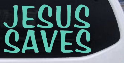 Jesus Saves Christian Car or Truck Window Vinyl Decal Sticker (Mint)