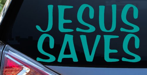 Jesus Saves Christian Car or Truck Window Decal Sticker (Turquoise)
