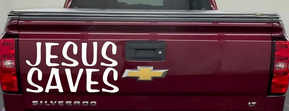 Jesus Saves Christian Car or Truck Window Decal Sticker (White)